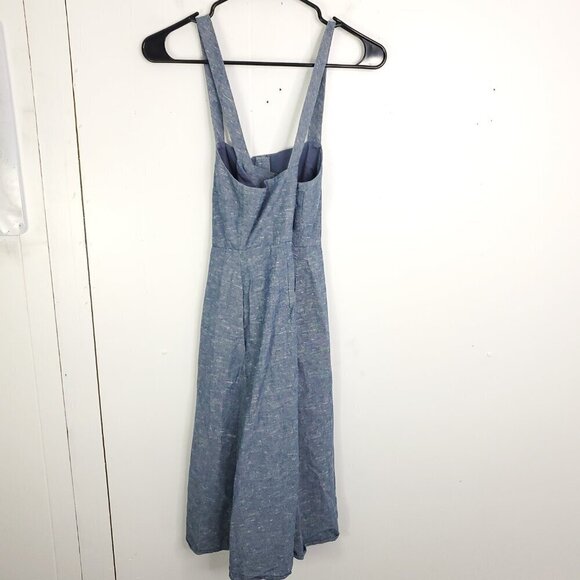 Madewell Dress Womens 0 Chambray Button Down Square Neck Midi Light Blue - Picture 10 of 10